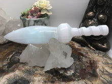 Load image into Gallery viewer, Selenite Spiral Hilt Dagger
