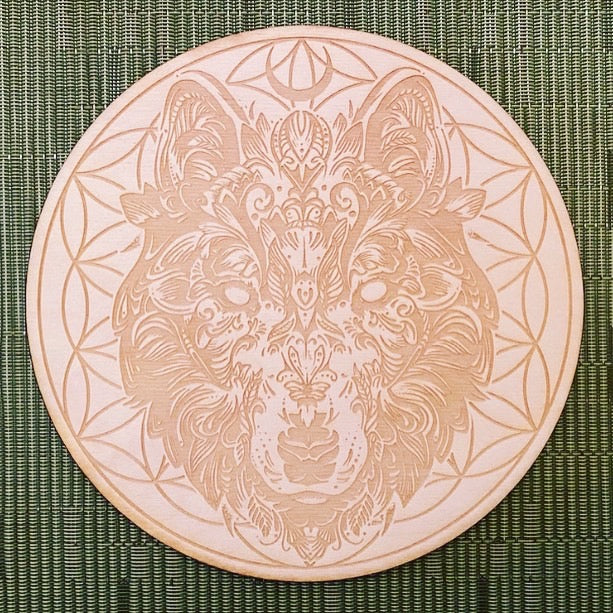 Wolf Flower of Life Crystal Grid