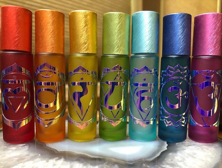 Chakra Roller Blends - Colored Glass