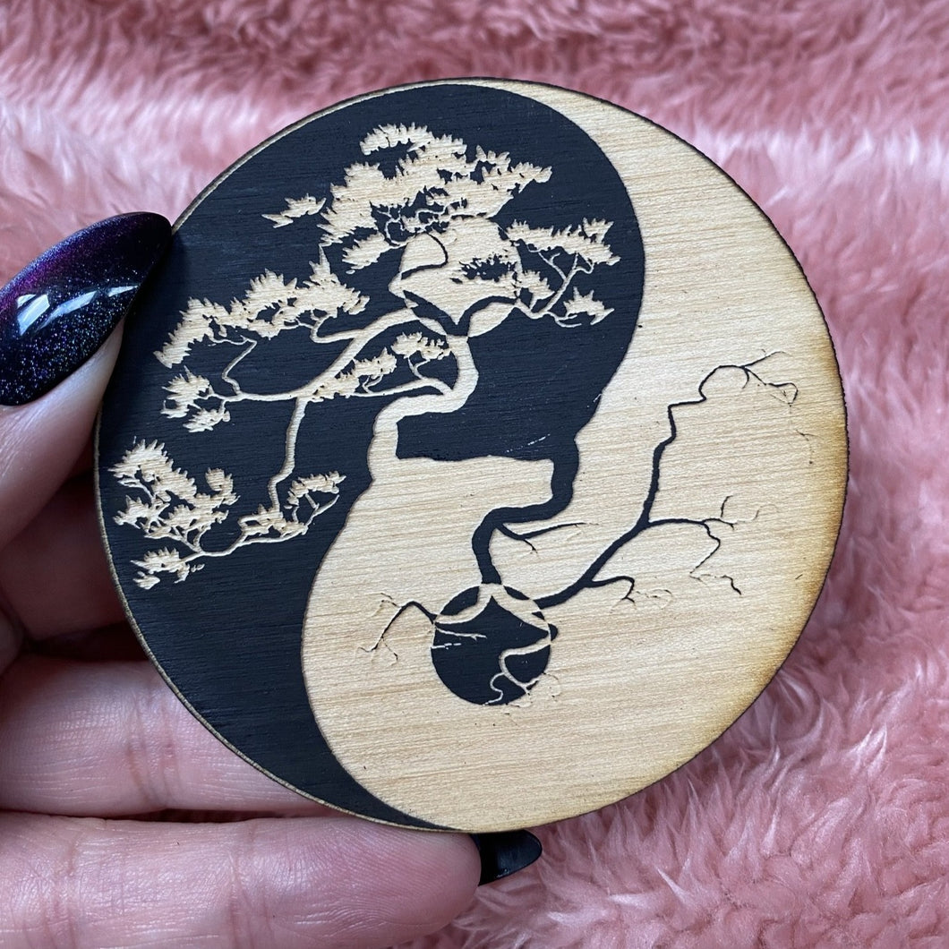 Wooden Yin Yang Tree of Life Magnet