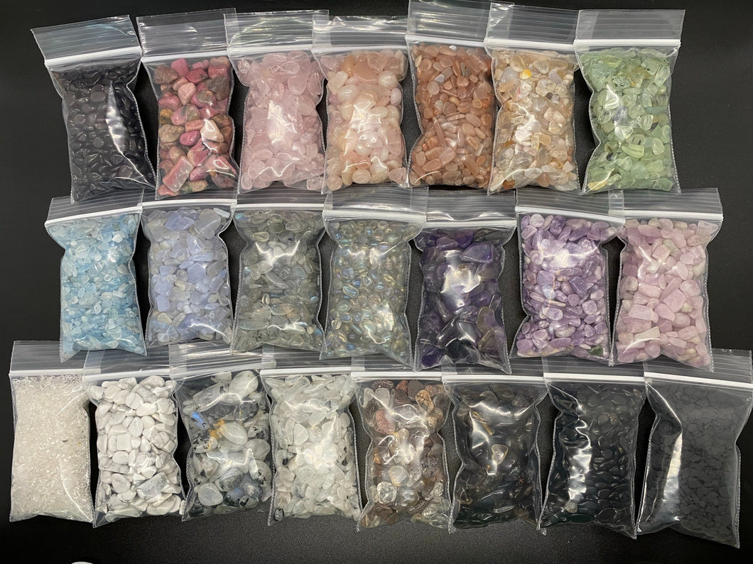 Natural Crystal/Stone Pebble Baggies